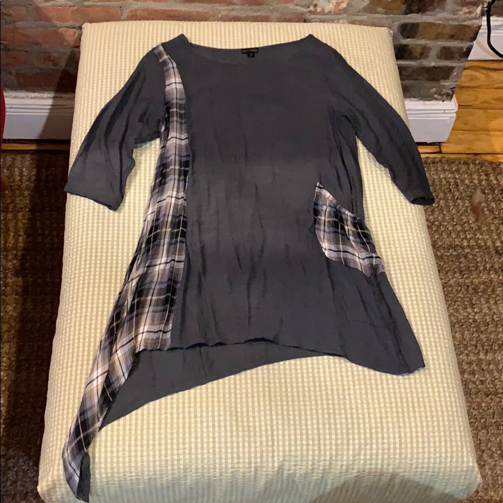 Dark Army green and plaid dress